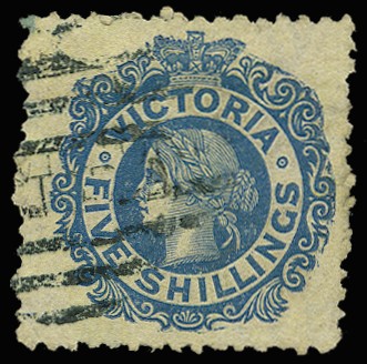1867 (-81) 5s blue/yellow, lightly used with part...