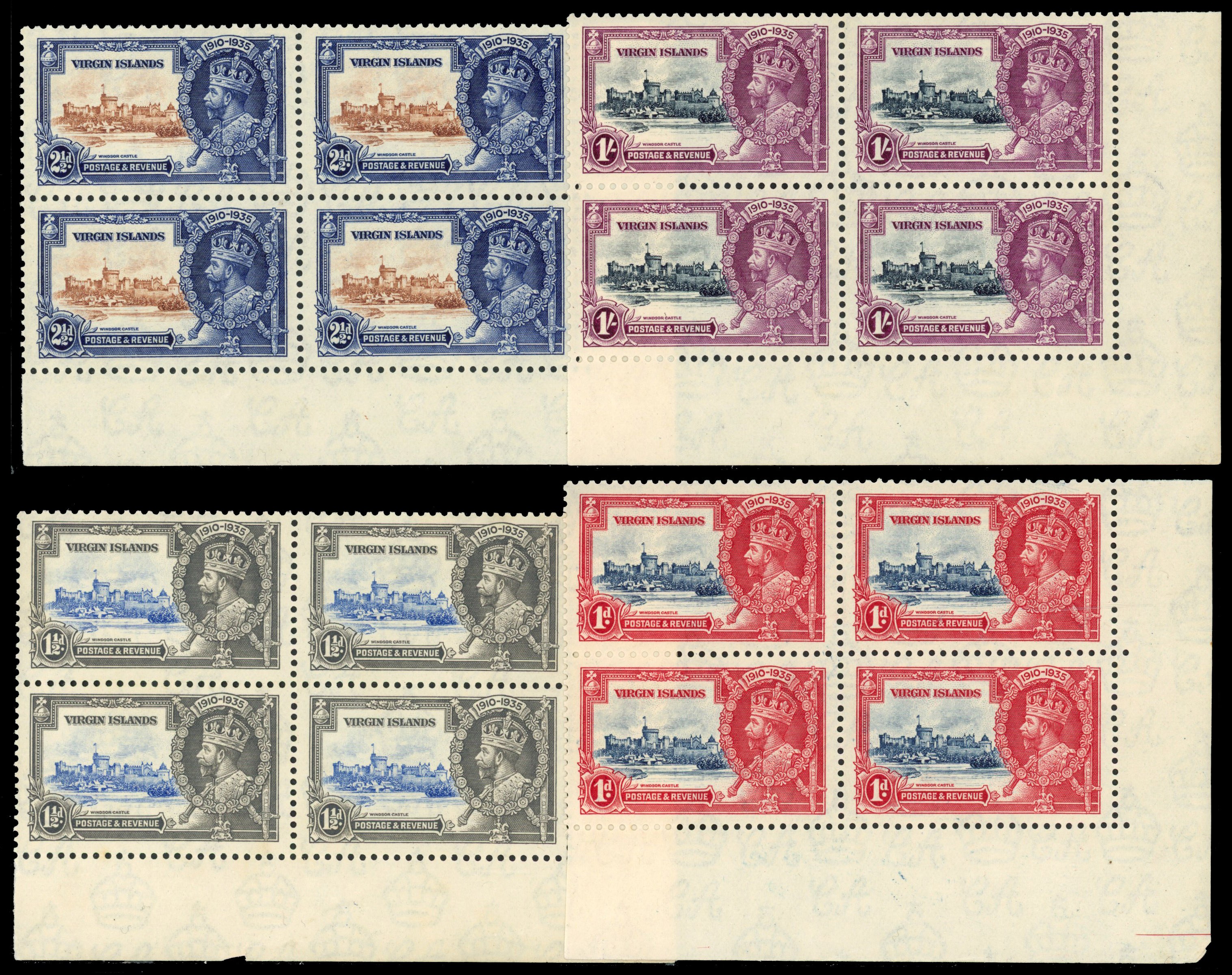 BVI SG 103l - 106l blocks mint