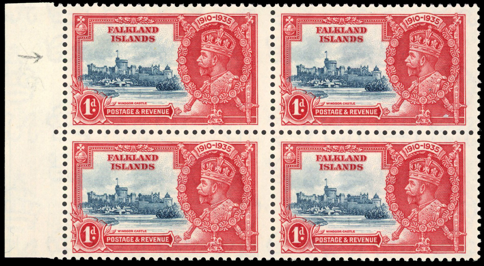 Falkland Islands 1935 Jubilee 1d SG 139d Flagstaff mint 