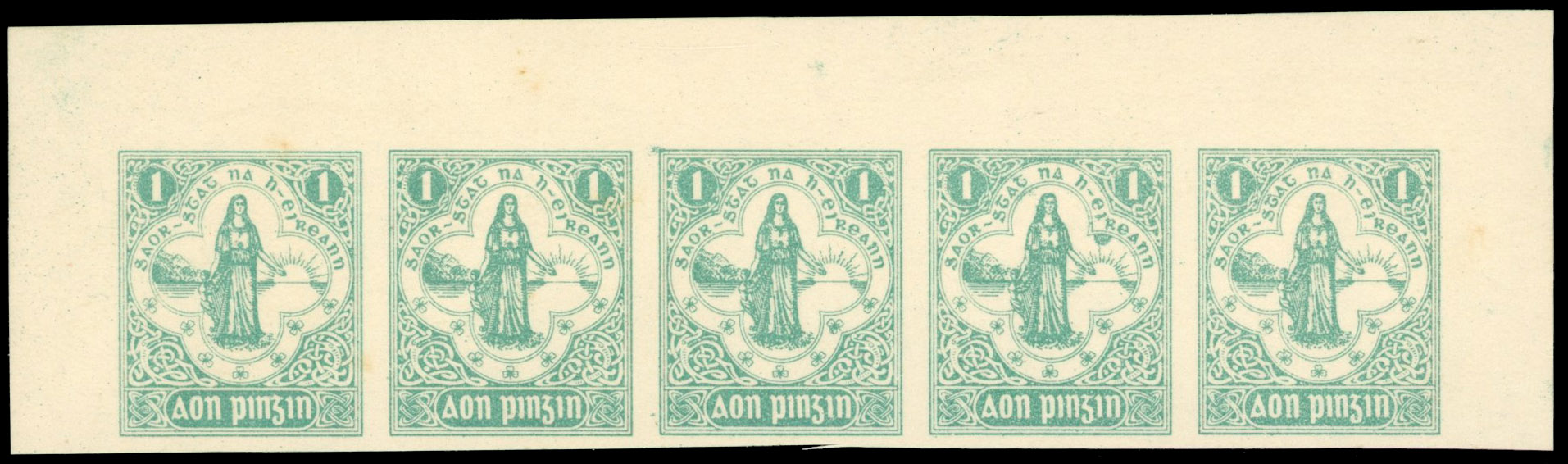 Ireland 1922 1d Pictorial Printing Machine Co essay strip