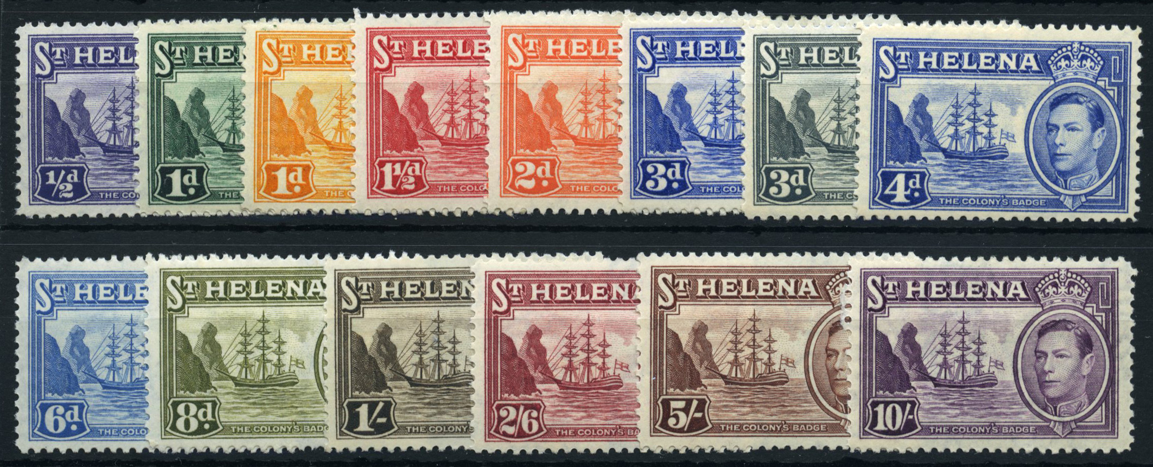 1938-44 set of fourteen, large part o.g. SG 131-140, cat...
