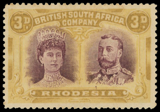 3d deep rose-lilac and ochre RSC J, position 29 club flaw mint