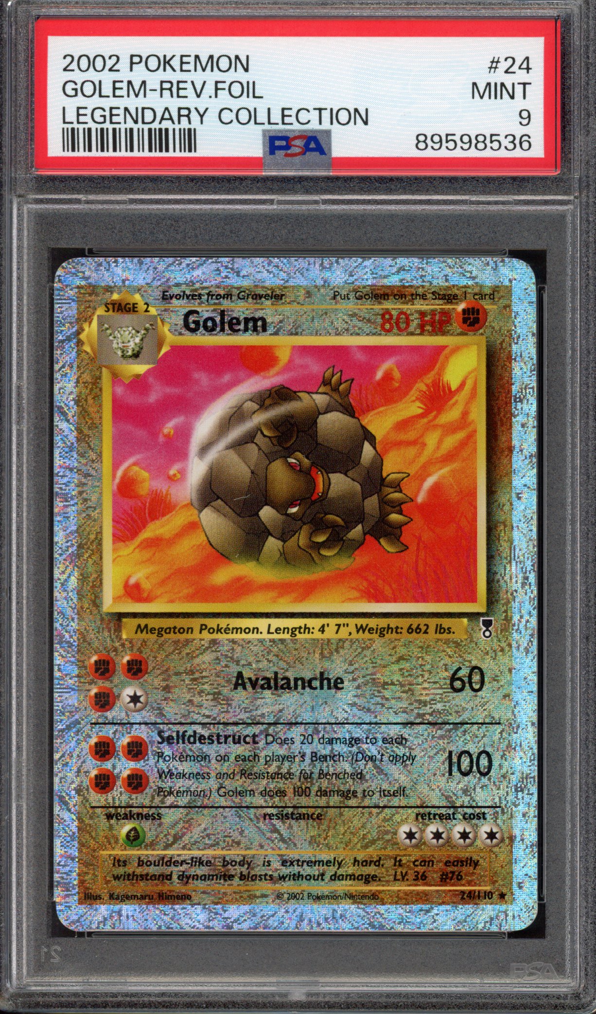 Pokémon TCG PSA 9 Golem 24 Reverse Foil, Legendary Collection