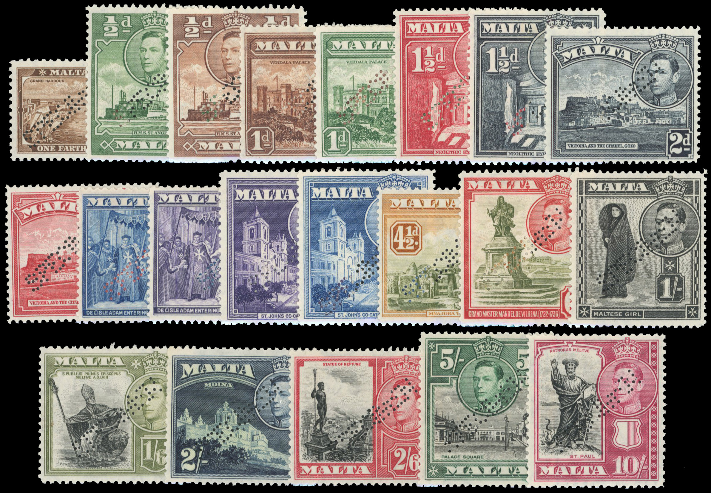 Malta SG 217s-231s Specimens