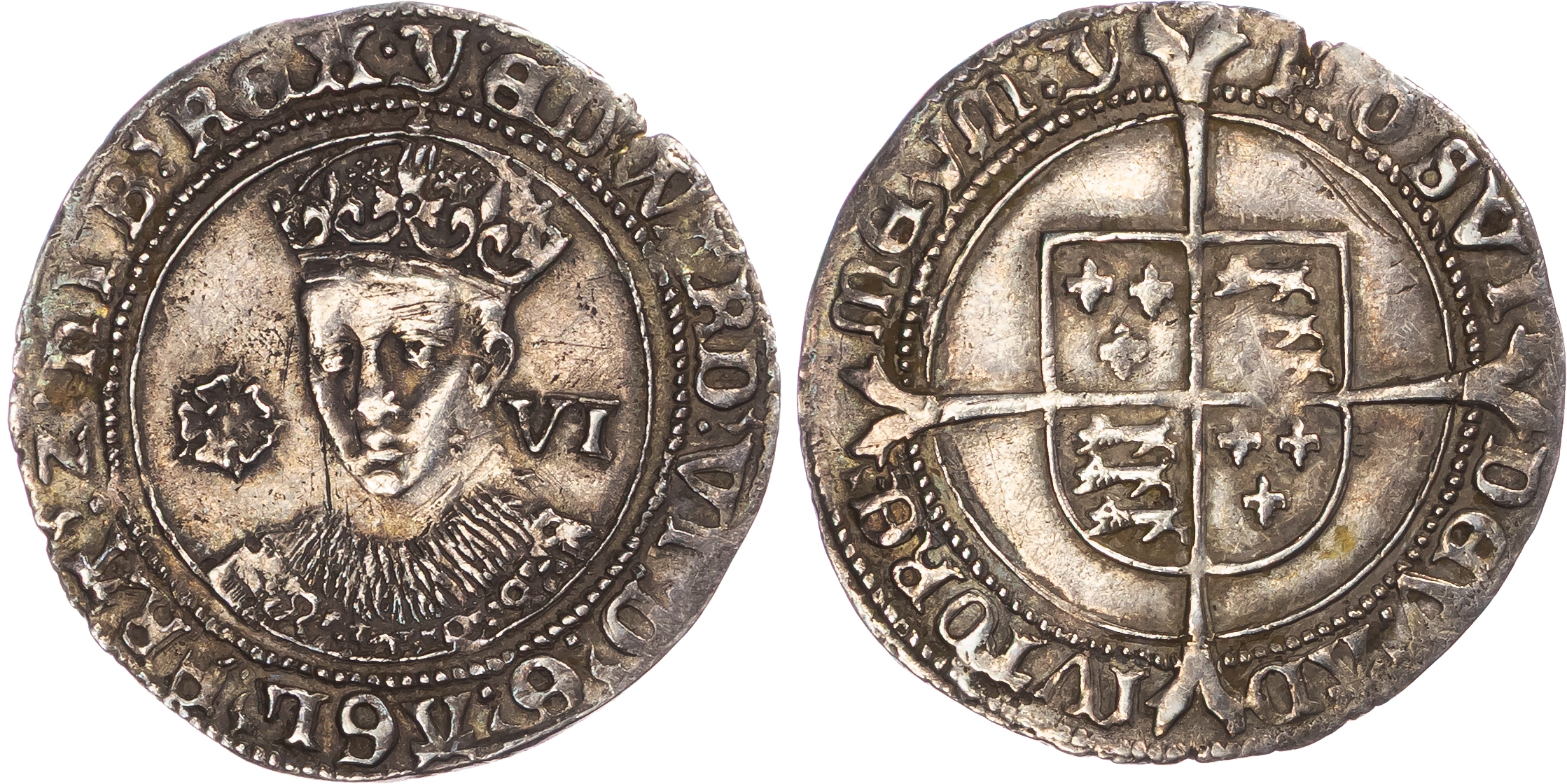 Edward VI (1547-1553), AR Sixpence 3.08gm., Third period, Fine issue, mm. y.