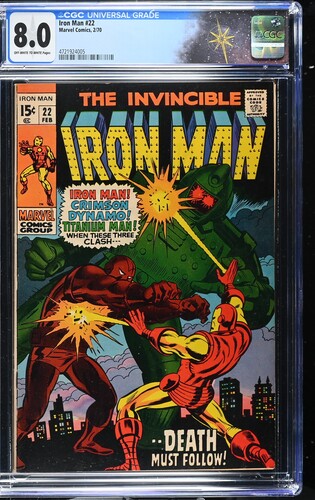 Iron Man #22 CGC 8.0 "From This Conflict...Death!" (Marvel Comics, 1970) Off-white to white pages