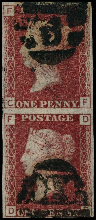 Great Britain 1878-79 1d rose-red fugitive inks trial with cancellation Spec.DP39e
