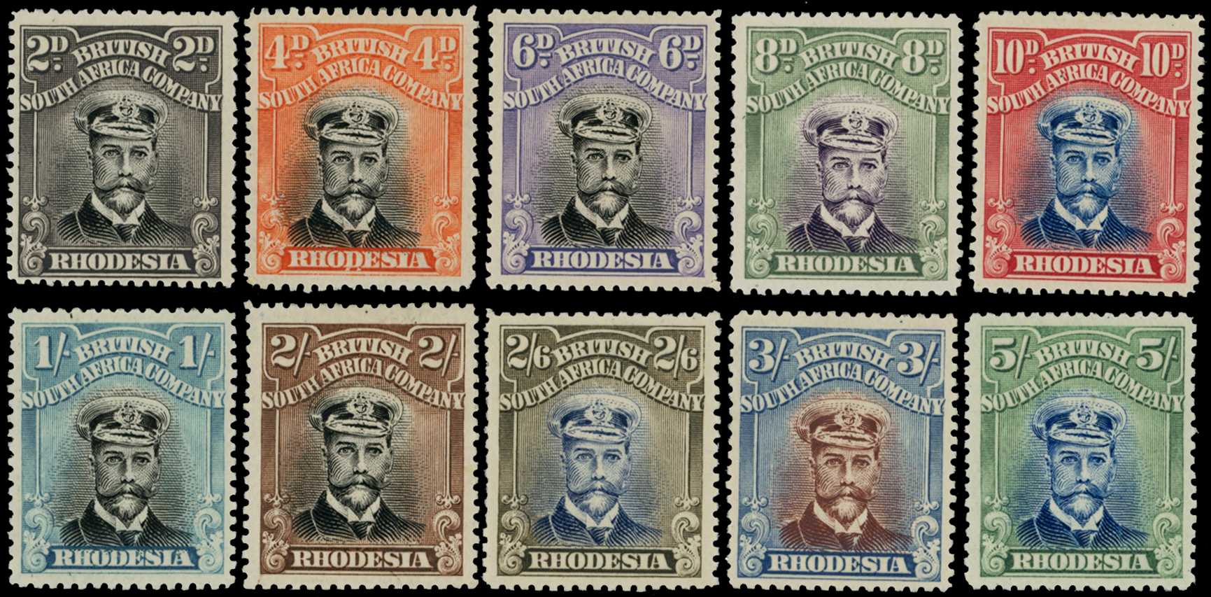 1923 2d to 5/- Head Die IIIB, perf 15,...