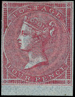 1855 4d carmine Pl.2 (Wmk. Small Garter)