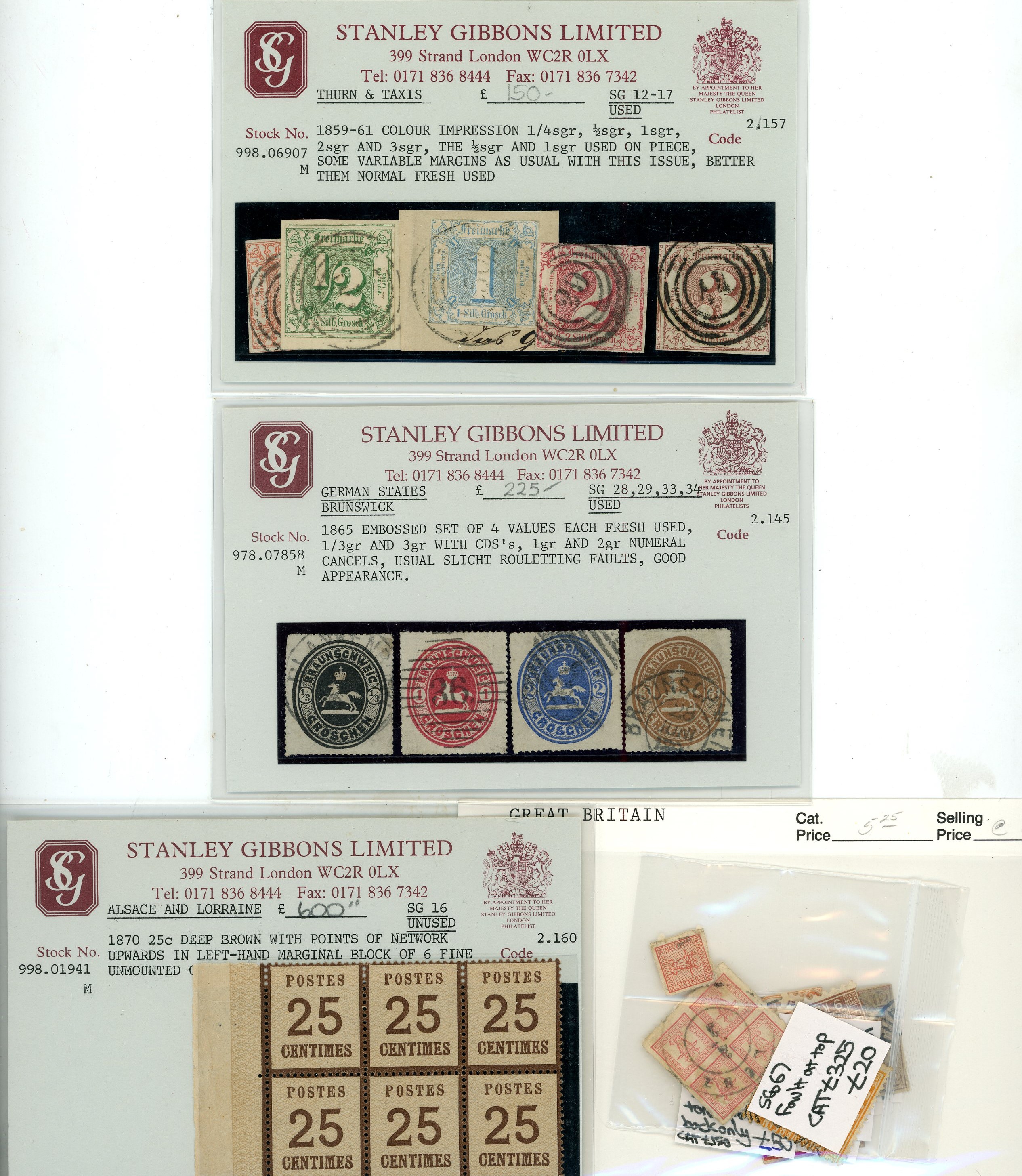 German States Mixed mint and used selection on dealers cards