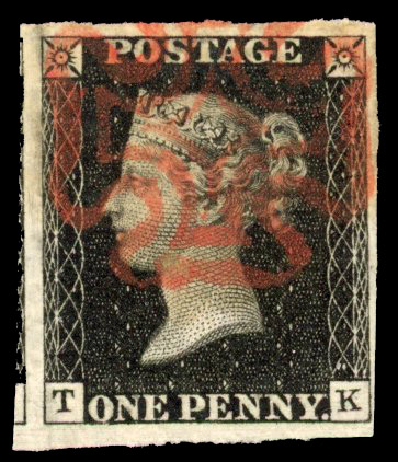 1840 1d black, plate 8 (TK), good to large margins, cancelled