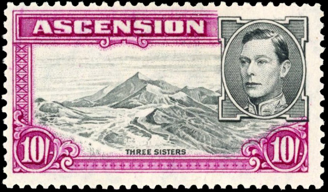 Ascension 1938-53 10s perf 13 with boulder flaw SG 47ba mint