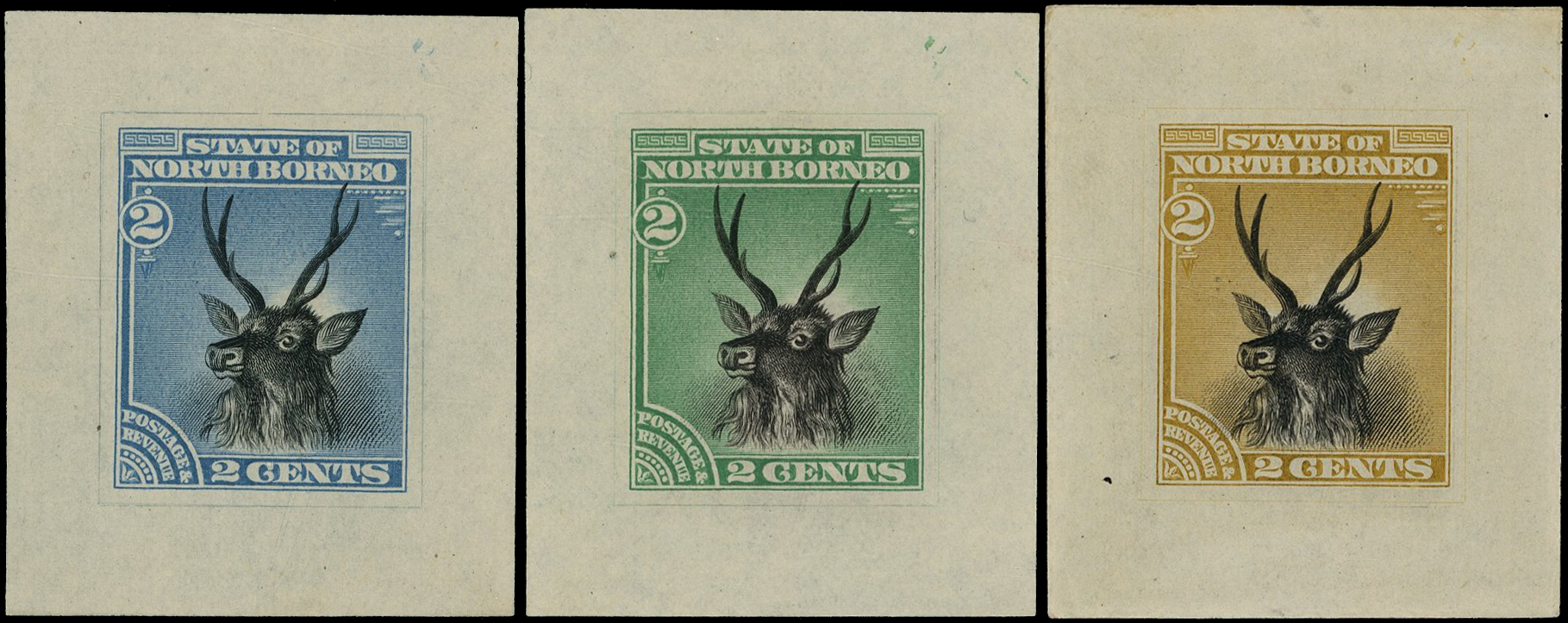 North Borneo 1894 Waterlow Coulr Die Proofs of 2c Design.