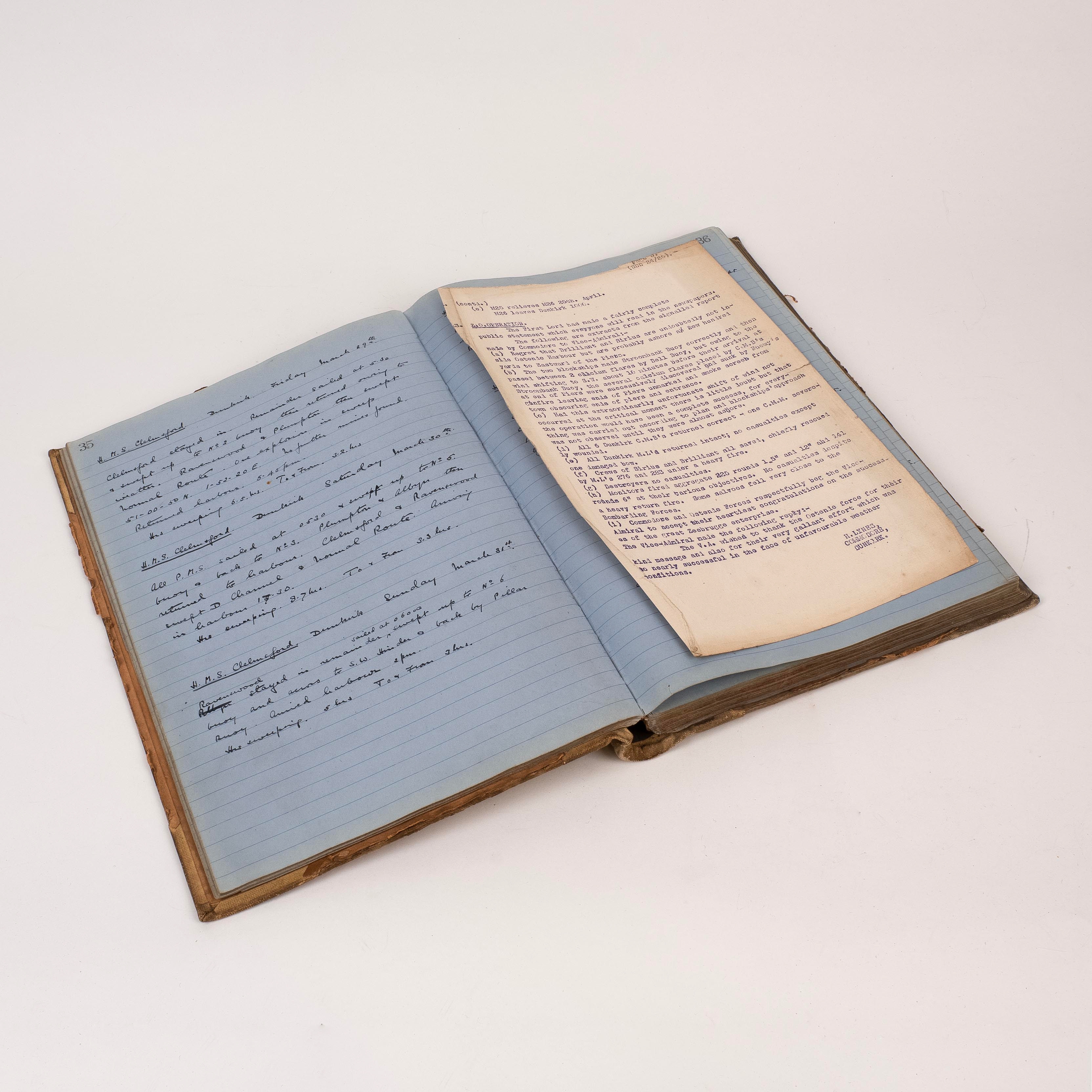 WWI 1917- Nov 1918, Minesweeping Ships Log