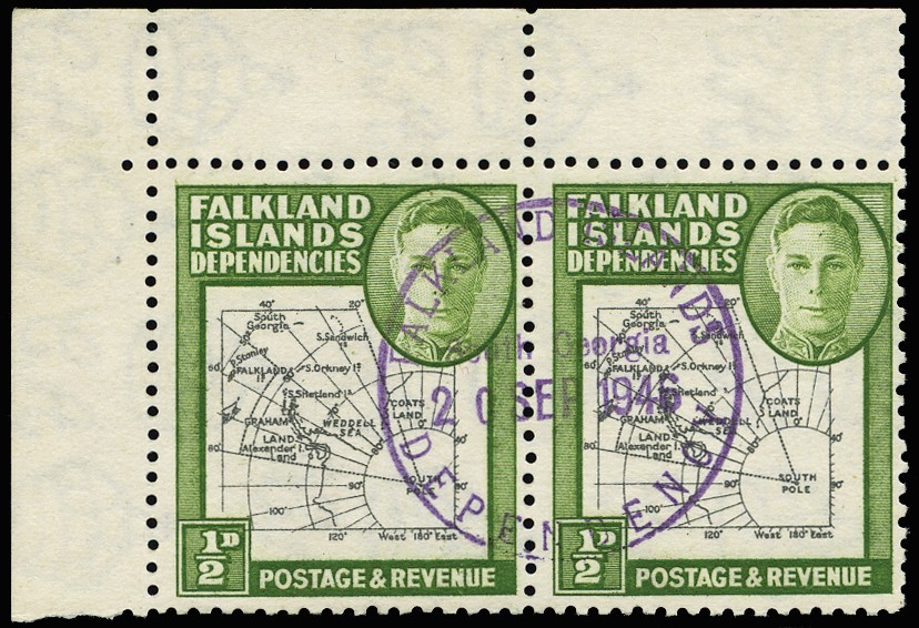 1946 Thick Map ½d black and green corner...