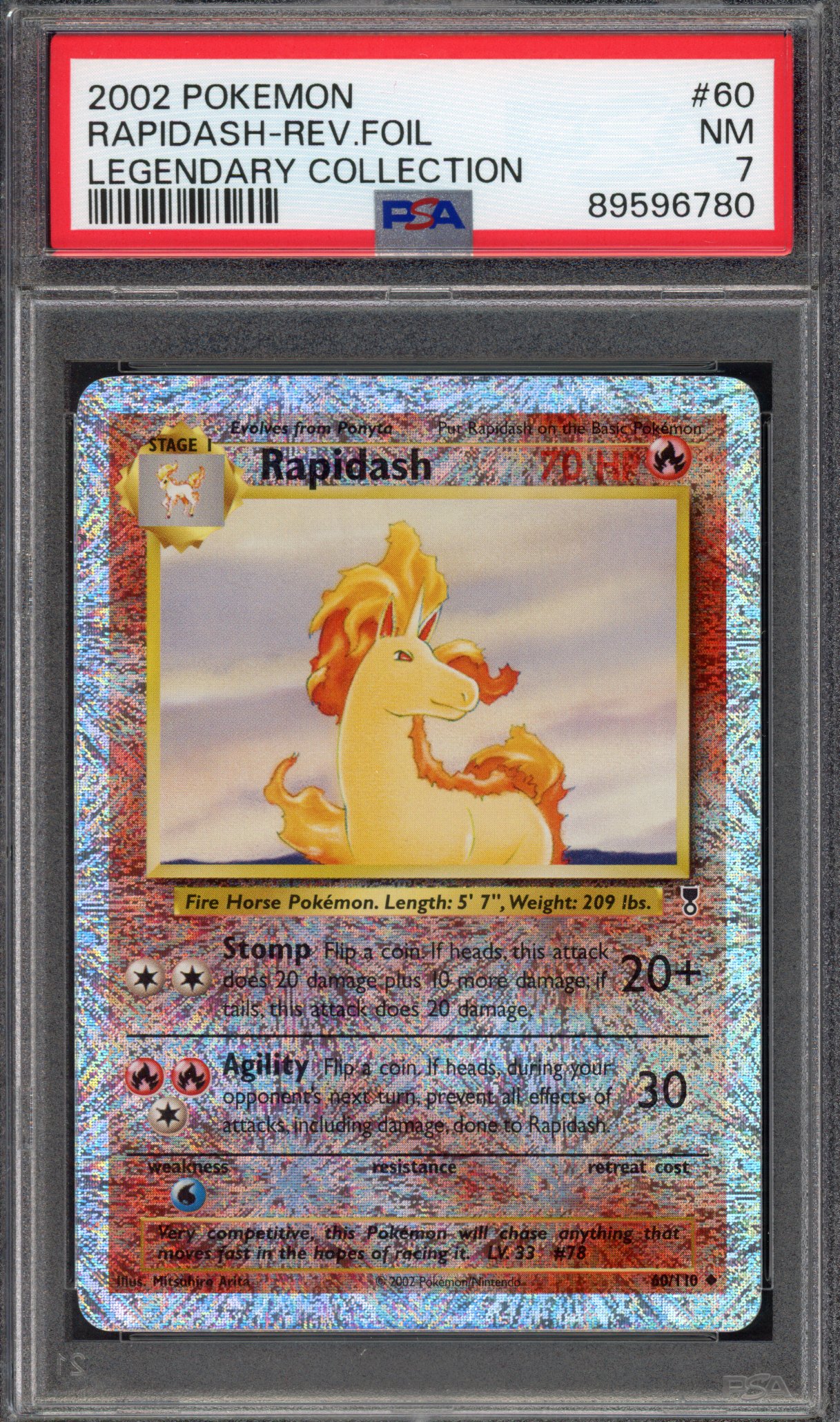 Pokémon TCG PSA 7 Rapidash 60 Reverse Foil, Legendary Collection 