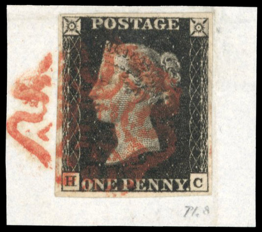 Great Britain 1840 1d black plate 8 HC