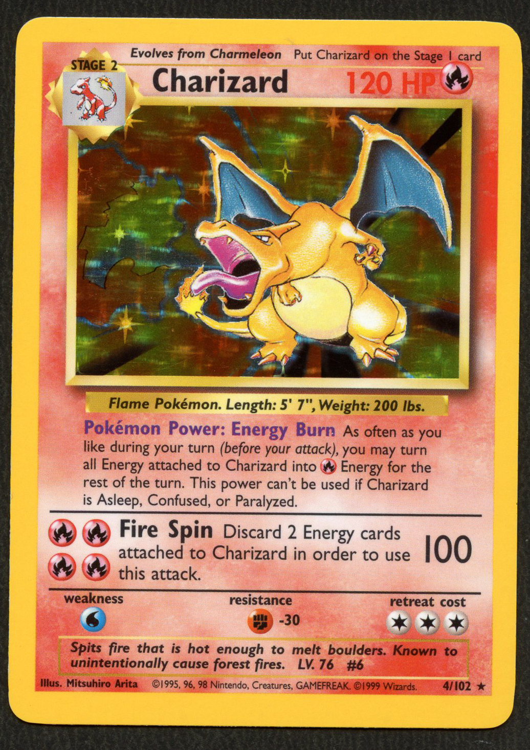 Charizard Holo #4/102 - Base Set (Ungraded) - Light Play