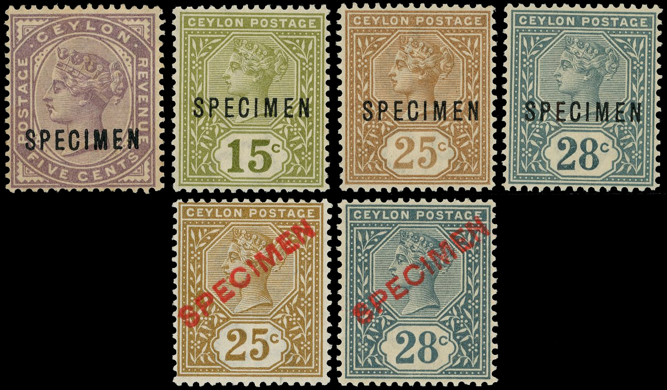 Ceylon SG 195s, 197s-9s Specimens