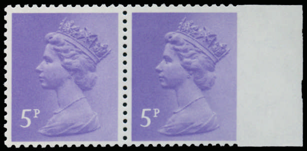 SGX1003var 1980 5p light violet imperf to right margin