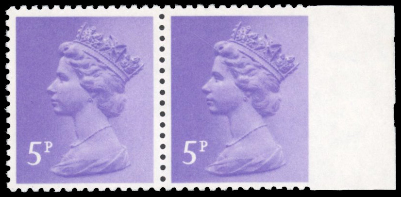 GB 1980 5p Light violet 5p light violet imperf between stamp and margin, SG X1003var