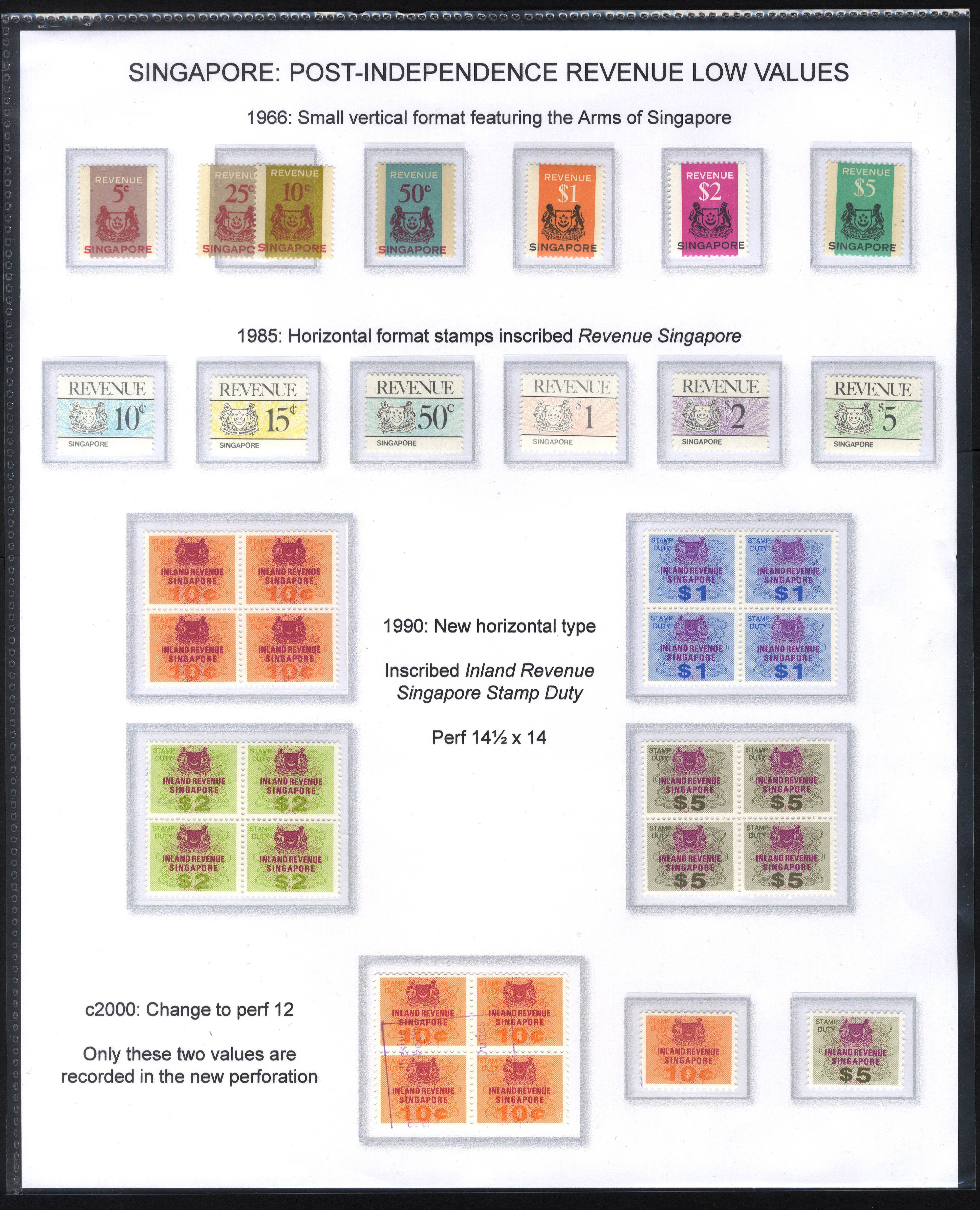 Singapore Revenues 1971-2000 low values collection