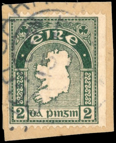 Ireland 1922-34 2d grey-green, perf 15 x imperf, used