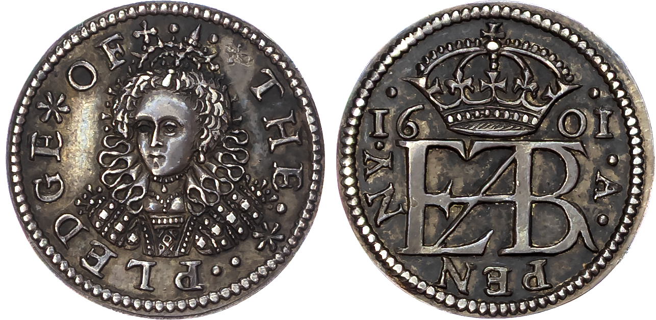 Elizabeth I (1558-1603), Pattern Pledge Penny in Silver, 1601, by C. Anthony.