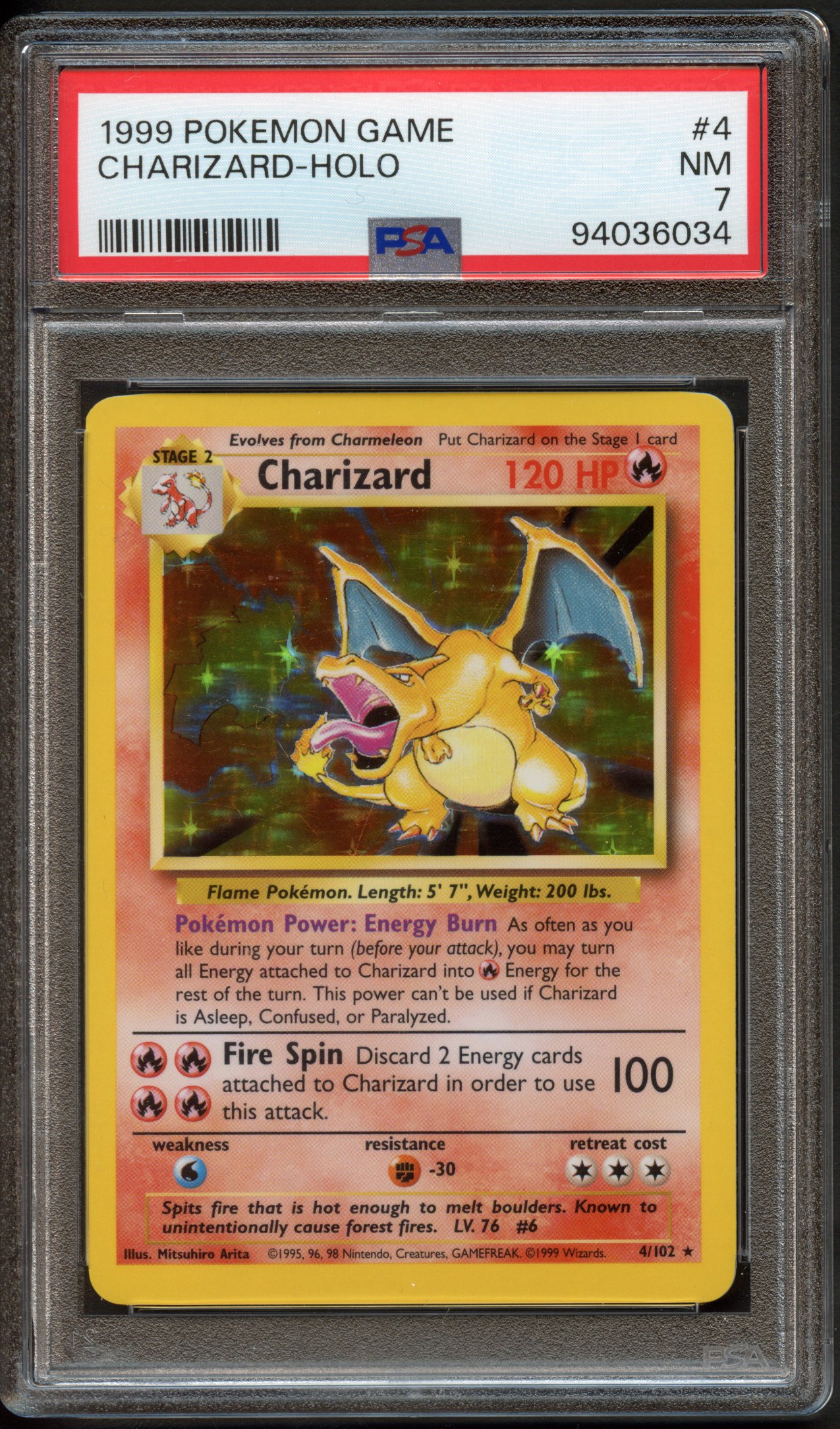 PSA 7 Charizard Holo #4 - Base Set Unlimited 1999