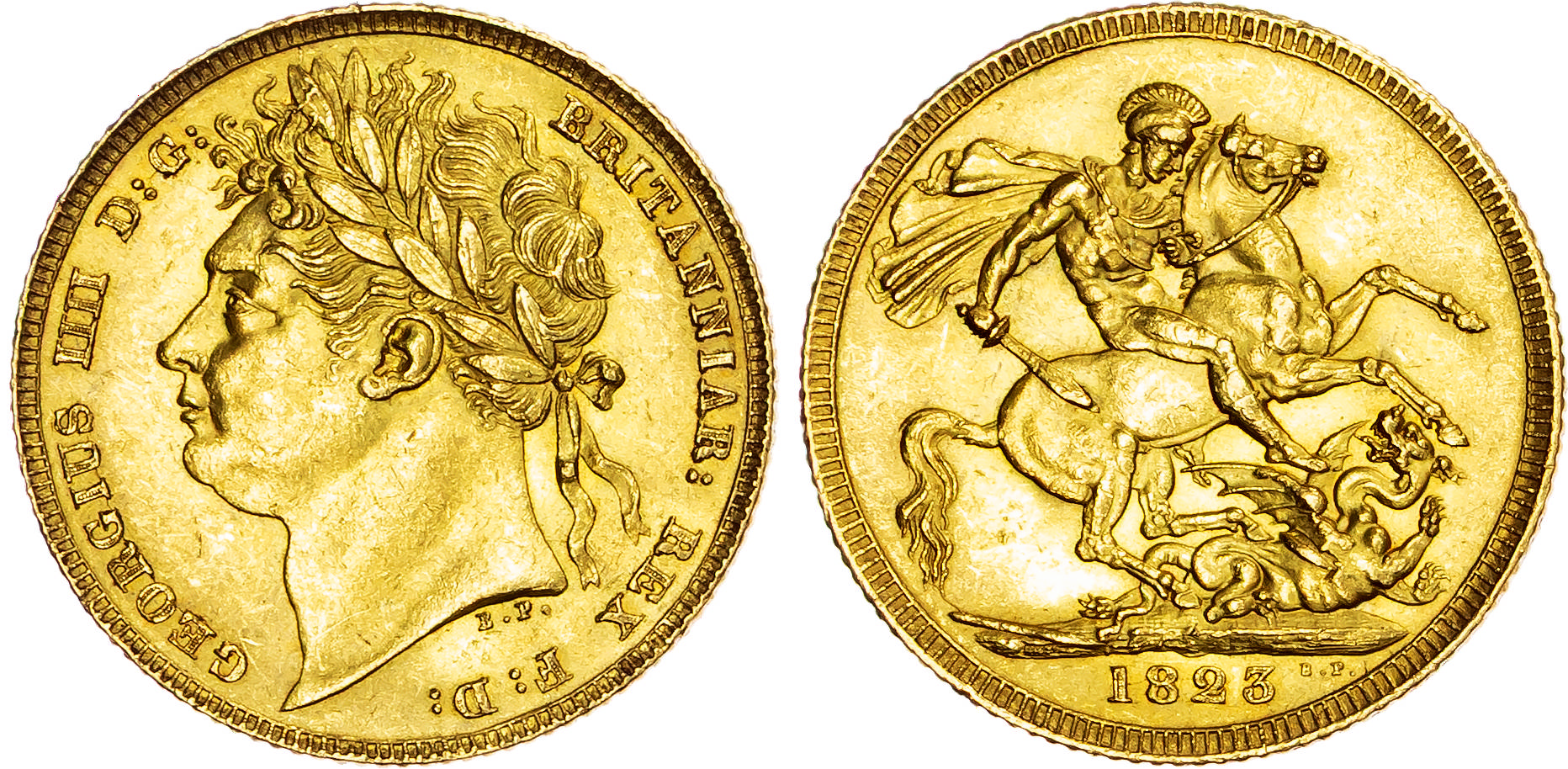 George IV (1820-1830), AV Sovereign, 1823. 