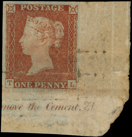 1841 1d Red-brown Pl.27 (TL). Unused o.g. bottom right hand corner marginal 