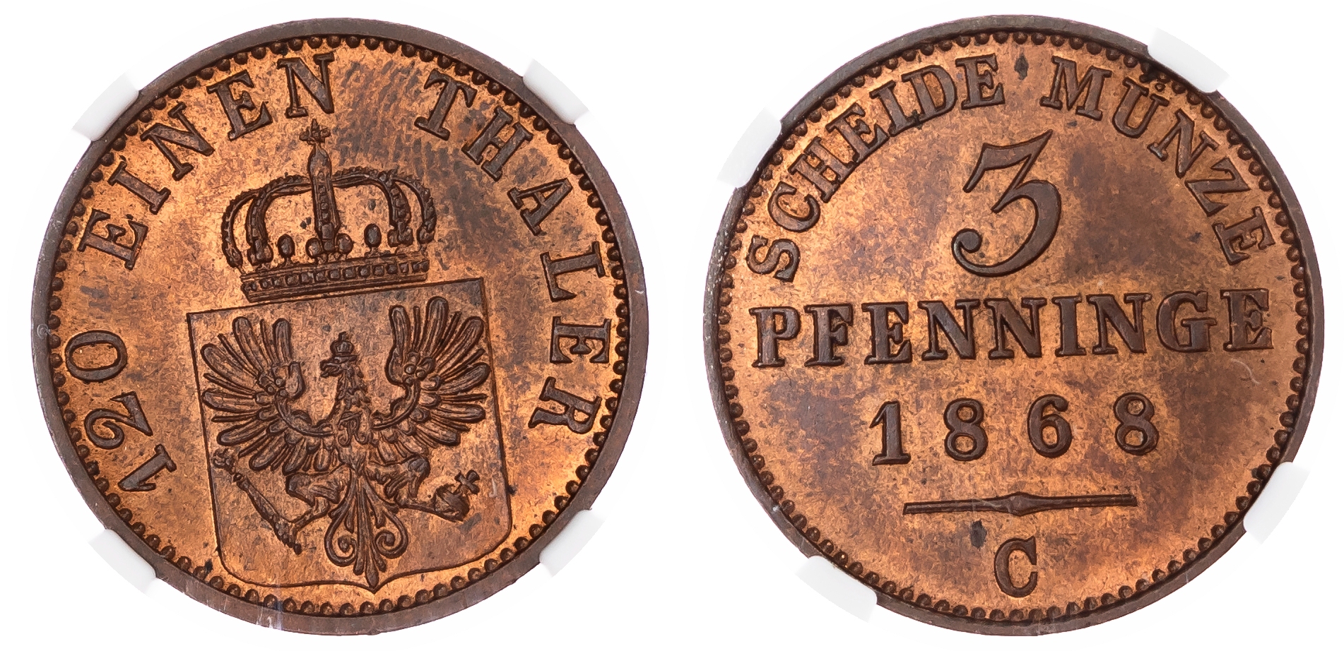 Germany, States, Prussia. Wilhelm I CU 3 Pfenninge. 1868C.