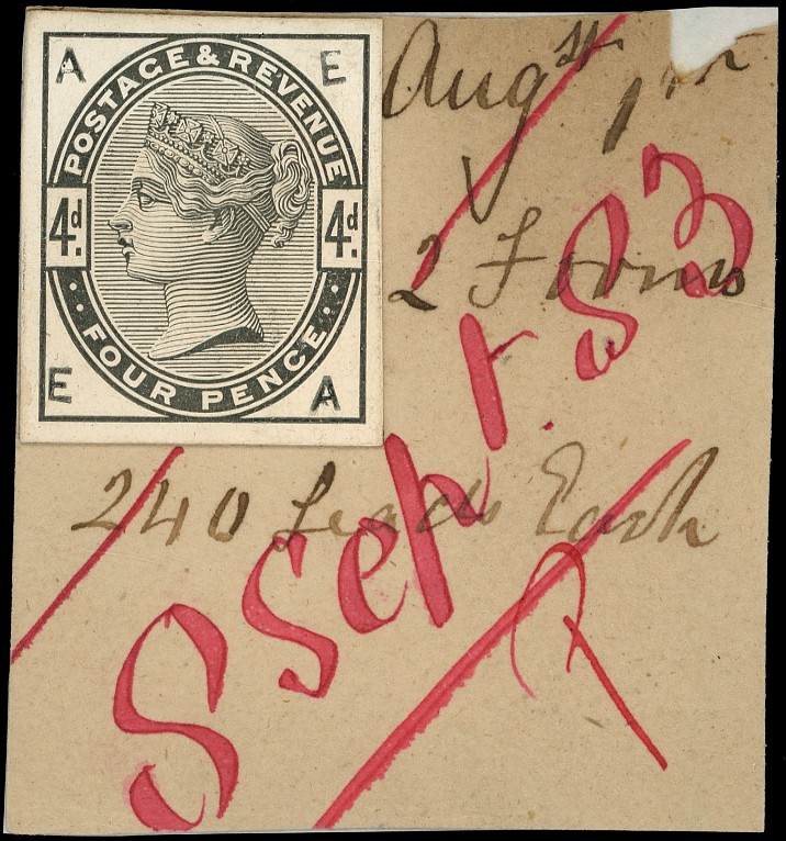 1883-84 4d green striking book piece SG 192var 