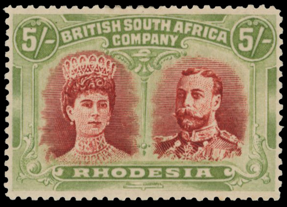 5s crimson and yellow-green SG 160a, position 45 mint