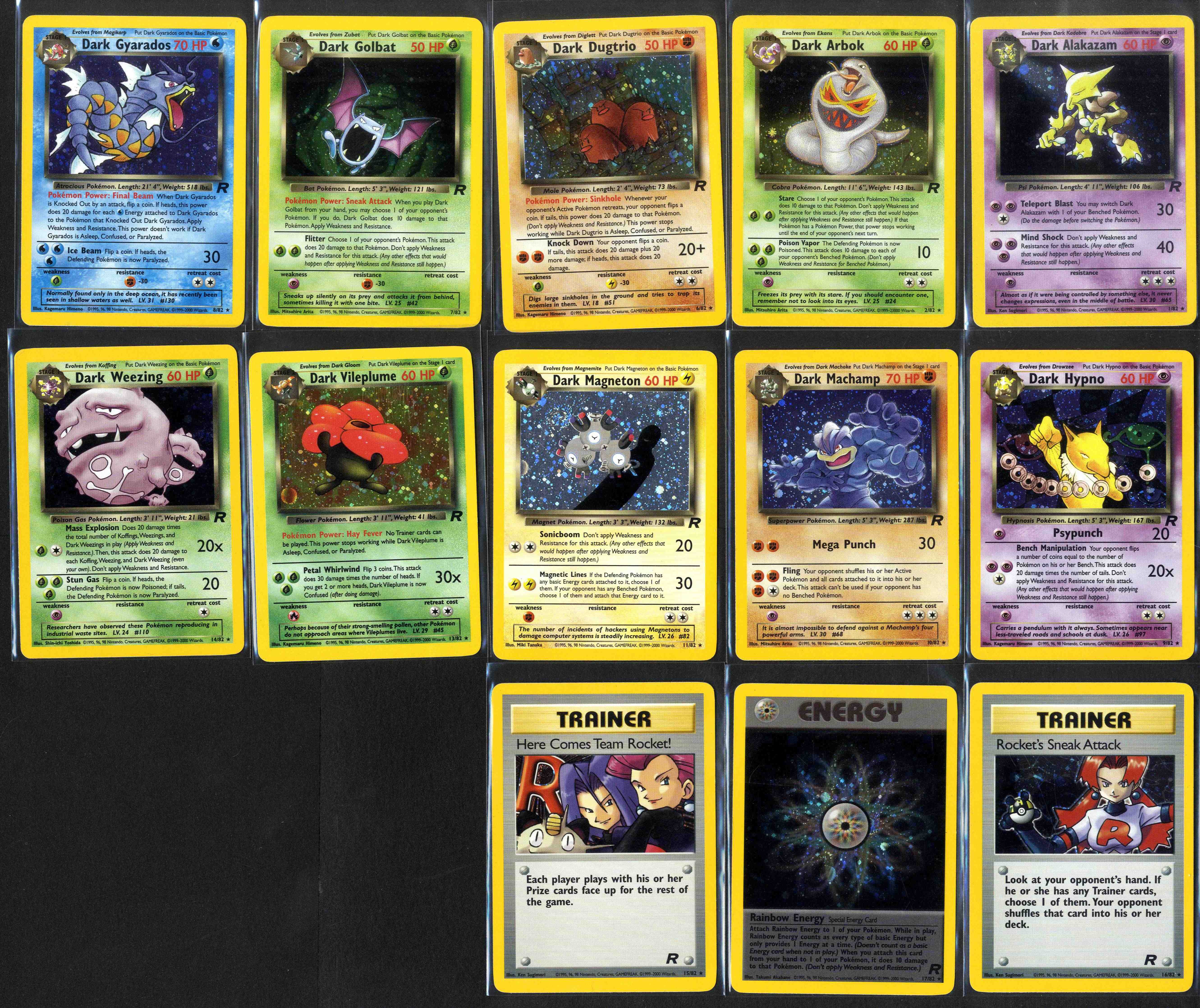 Team Rocket 1999 - Partial Complete set - 13 Holos, 63 non-holo