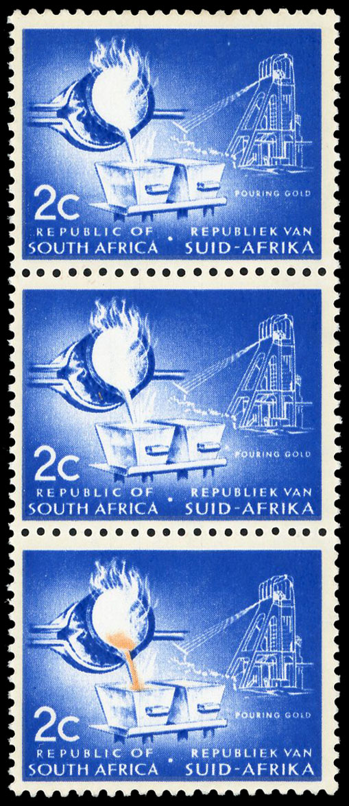 South Africa 1969 SG285aa Mint 2c Pouring Gold error yellow omitted