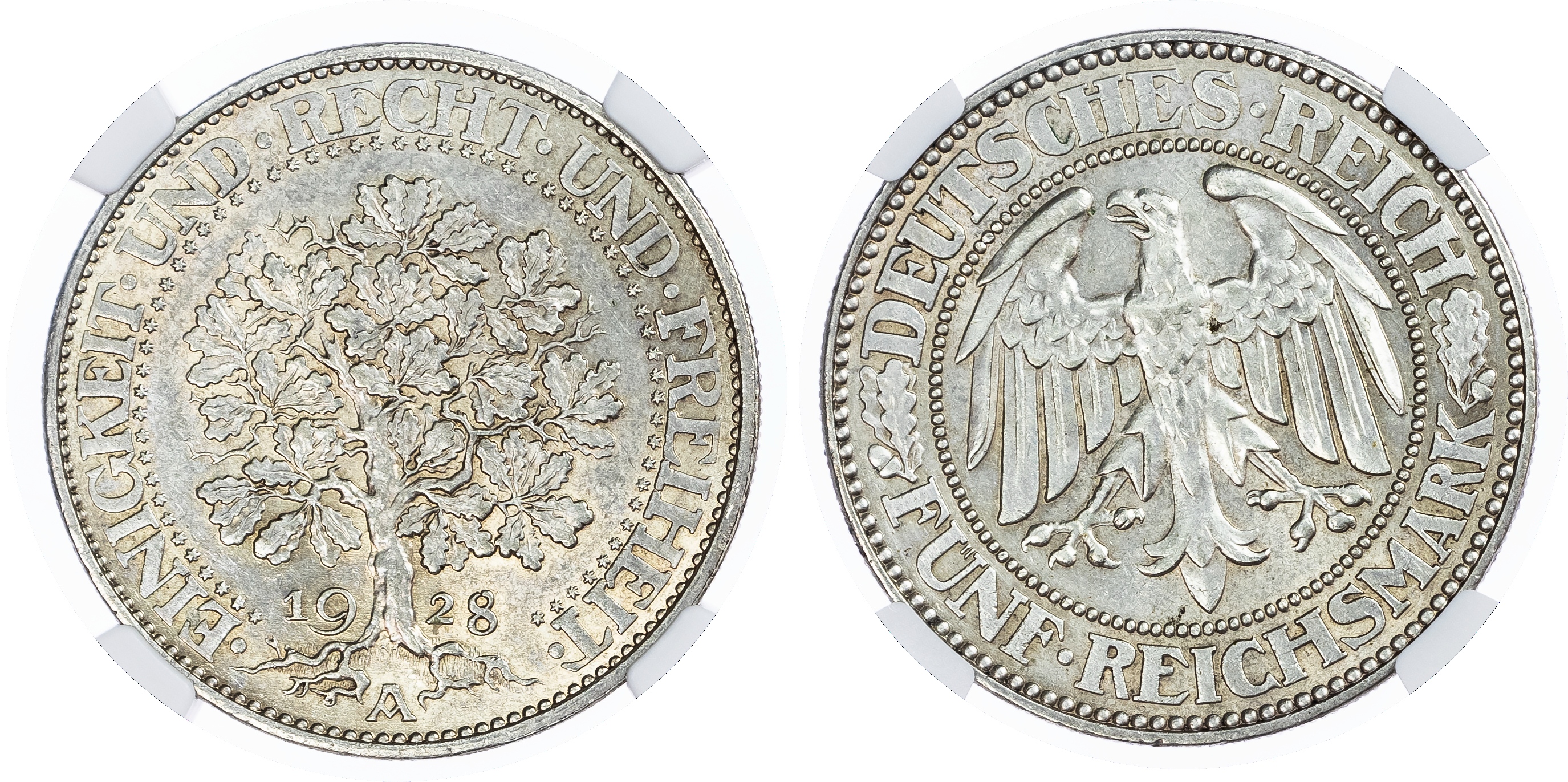 Germany. Weimar Republic AR 5 Marks, Oak Tree. 1928A. 