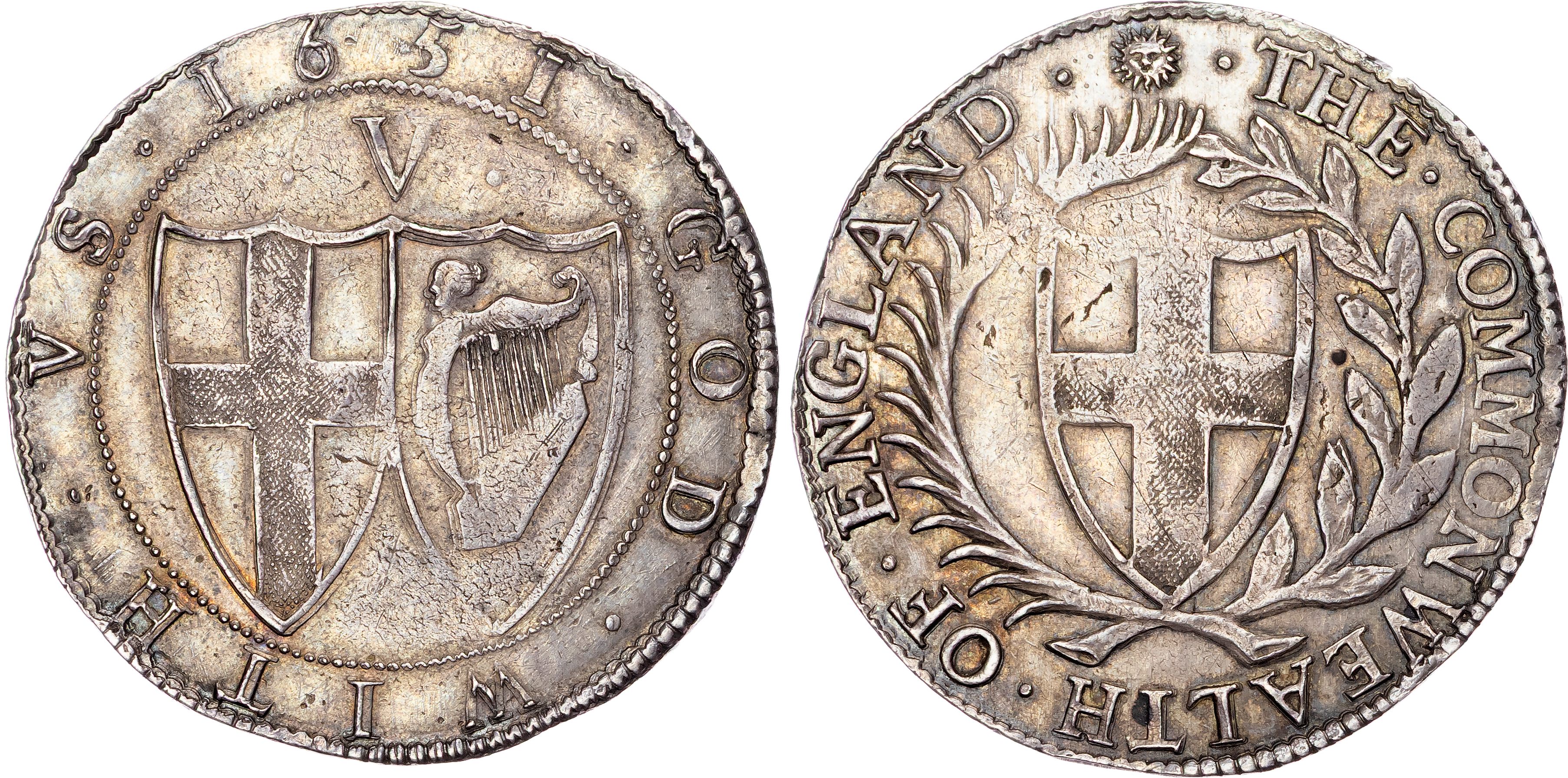 Commonwealth (1649‐1660) AR Crown, 1651, Tower (London) mint, mm. sun.