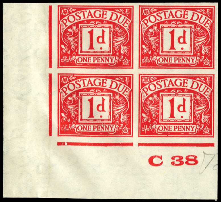 1938 1d carmine (Wmk. G VI R sideways). Very...