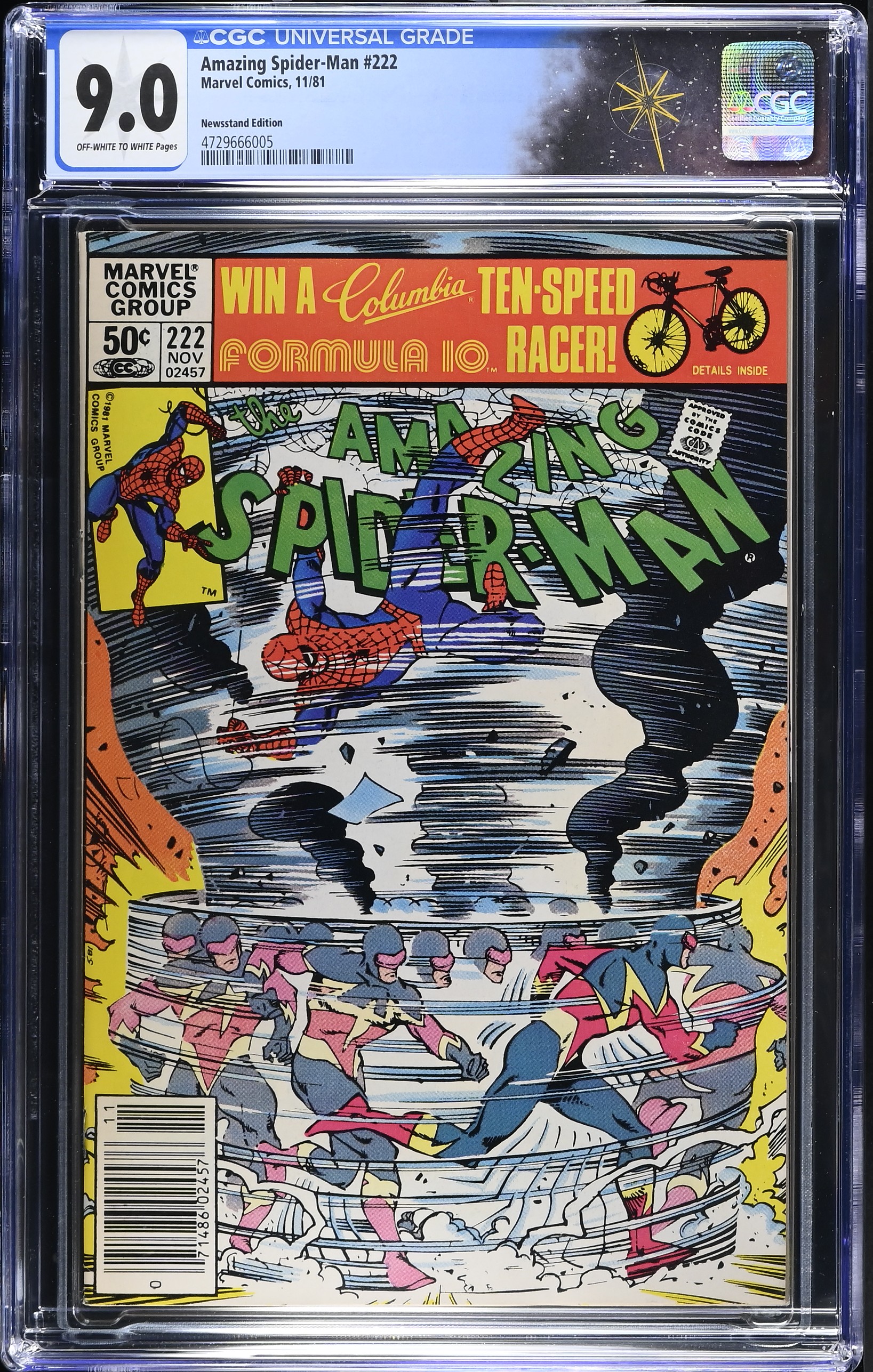 Amazing Spider-Man #222 CGC 9.0 1st App. of Speed Demon Newsstand Edition (Marvel Comics, 1981) Off-White to White Pages