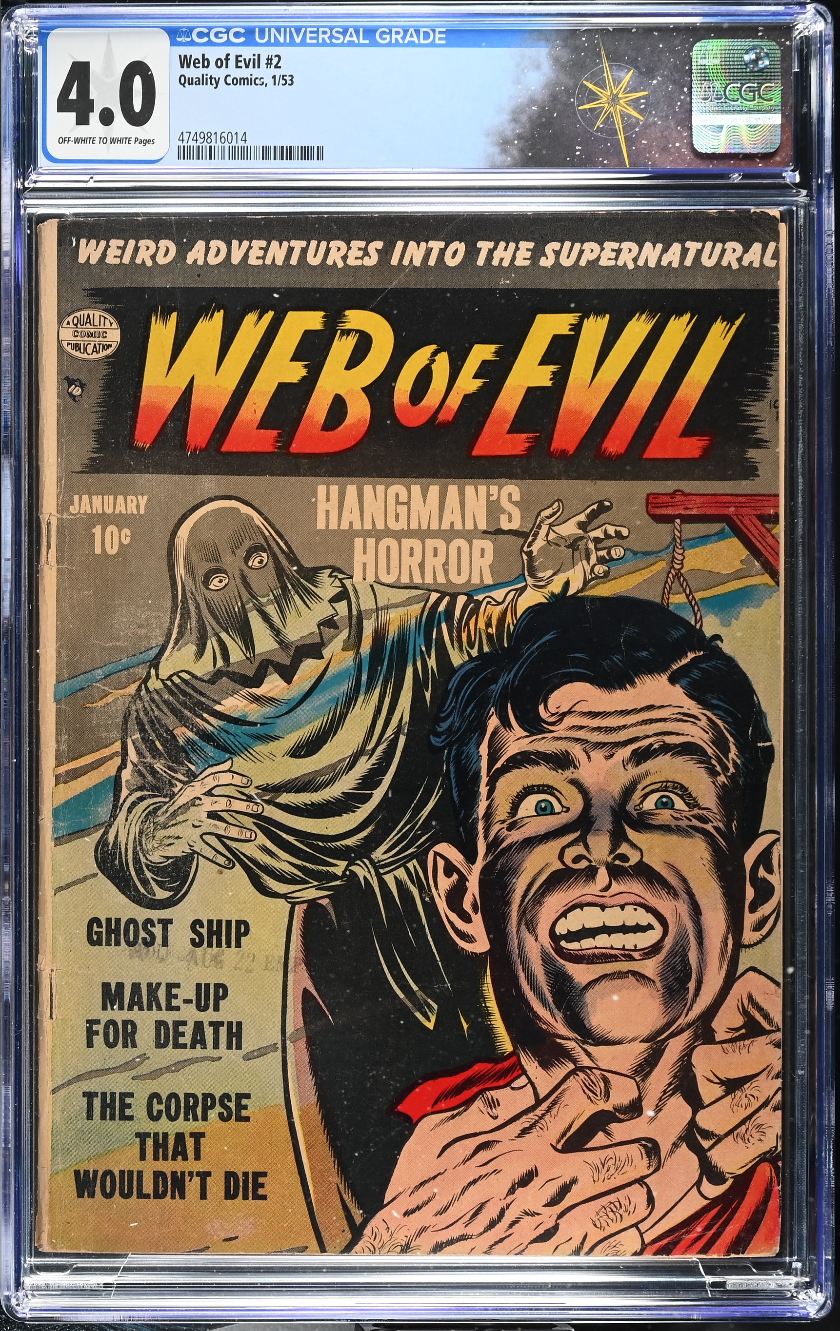 Web of Evil #2 CGC 4.0 Hangman Cover (Quality Comics, 1953) Off-White to White Pages