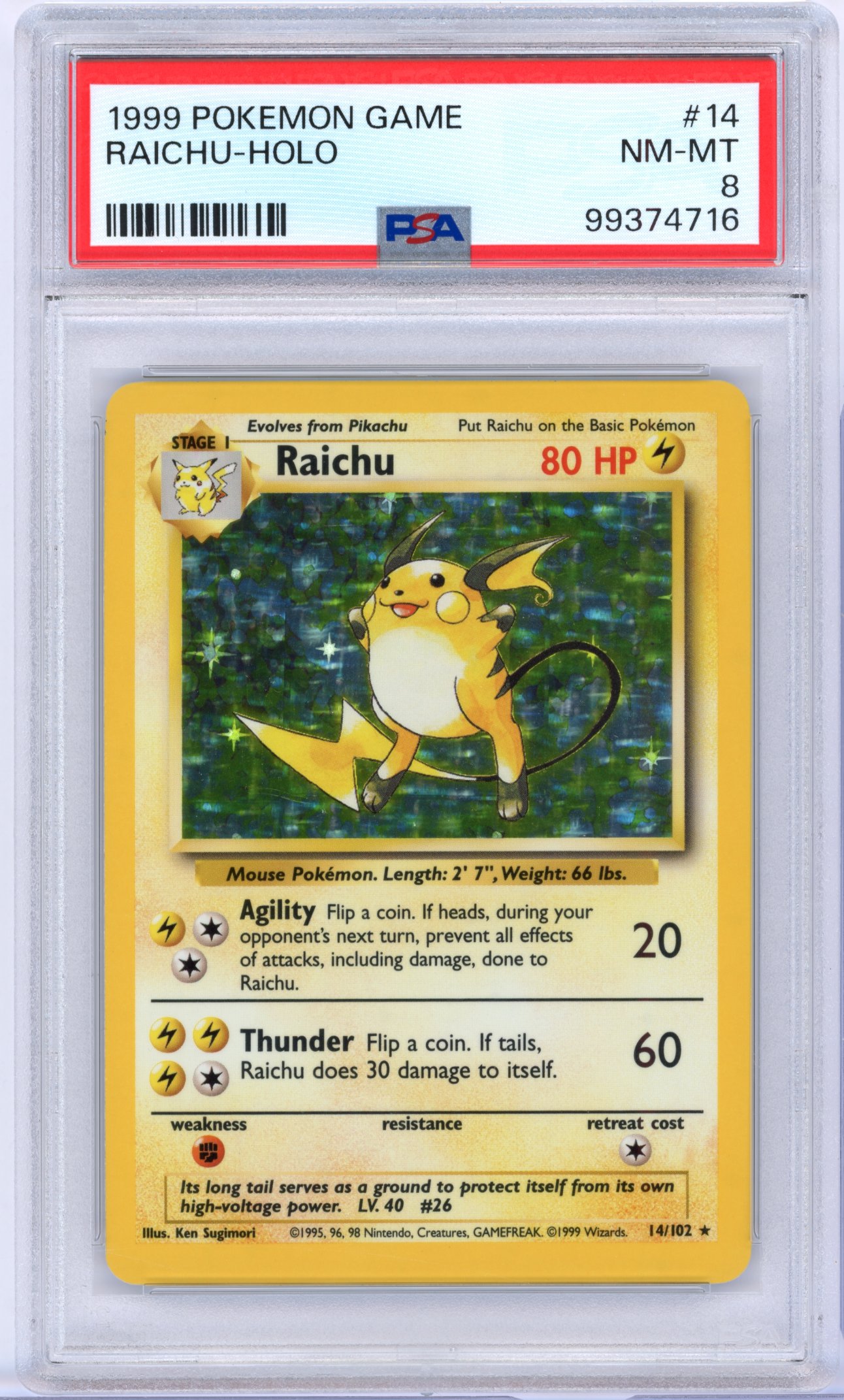 PSA 8 Raichu #14 Holo Base Set