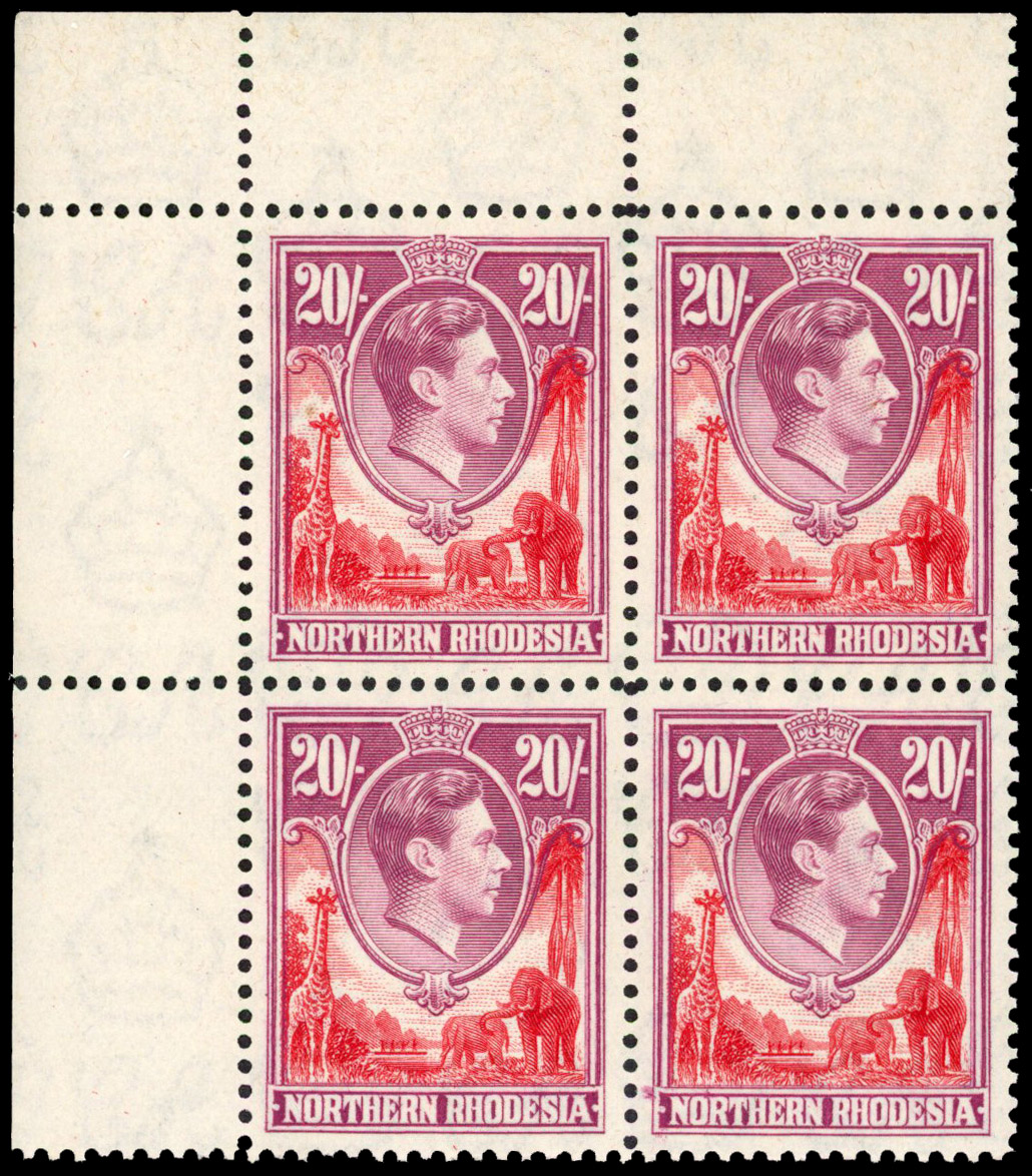 Northern Rhodesia SG 45 var block mint