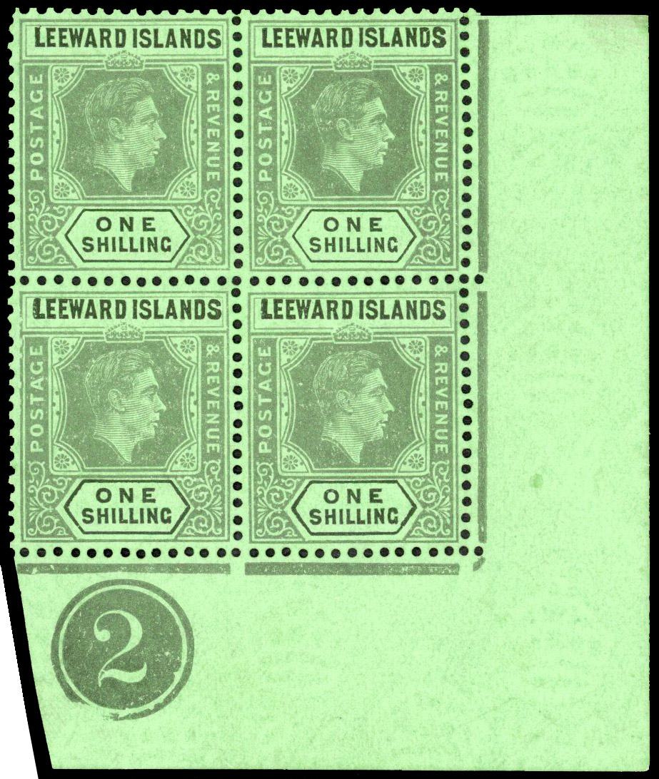 Leeward Islands SG 110bab Plate block mint