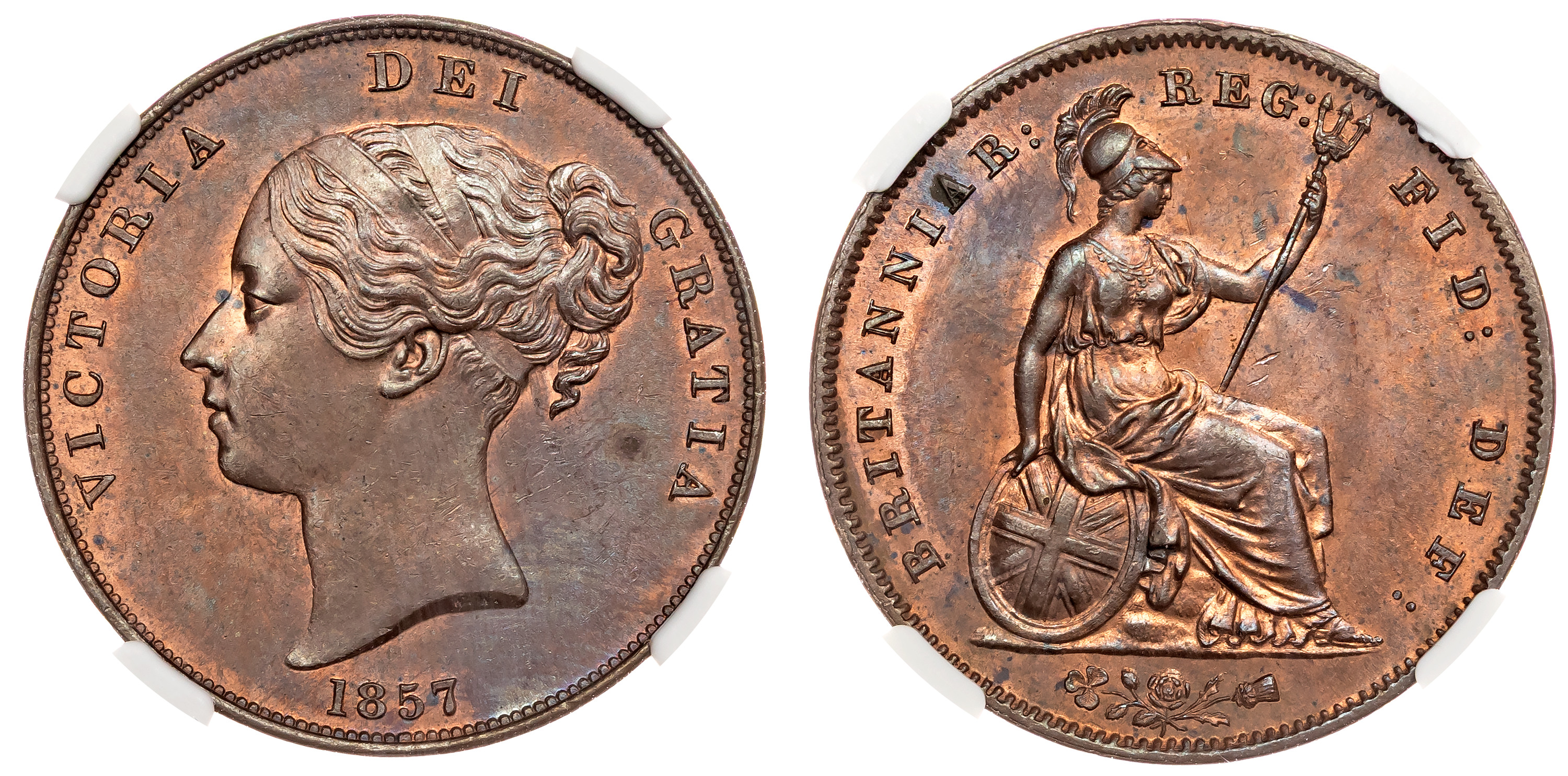 Victoria (1837-1901), Penny, 1857, large date. NGC MS63BN