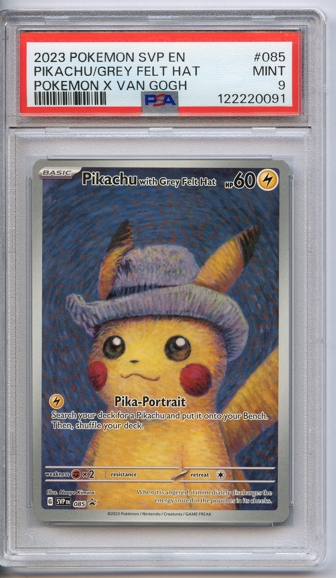 PSA 9 Pikachu with Grey Felt Hat - X Van Gogh #85
