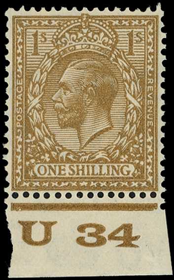 1924-6 Block Cypher 1/- bistre-brown,...