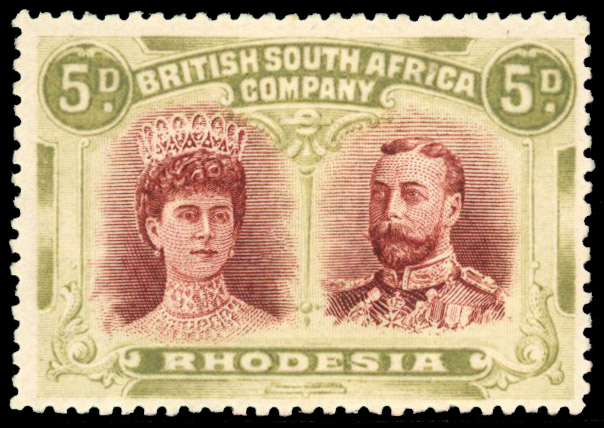 SG 143 5d lake-brown and olive, #39 'exclamation mark' mint