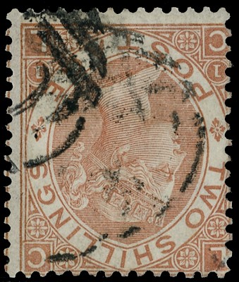 1880 2s Brown Pl.1 (Wmk. Inverted). Used example