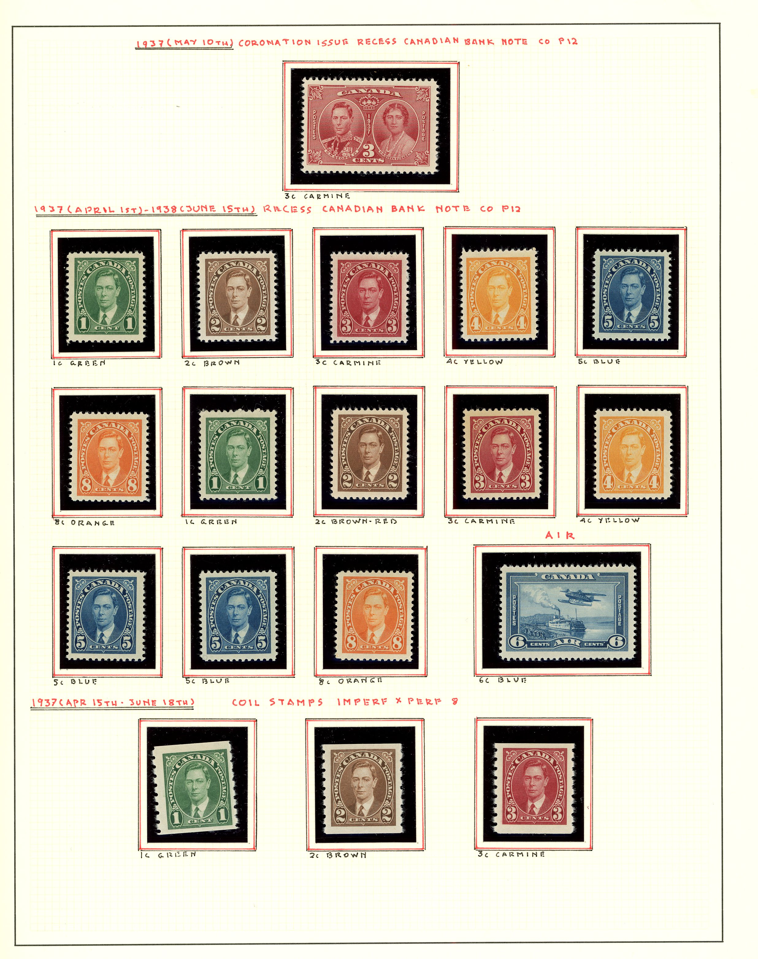 1937-51 mint collection (311) on leaves,...